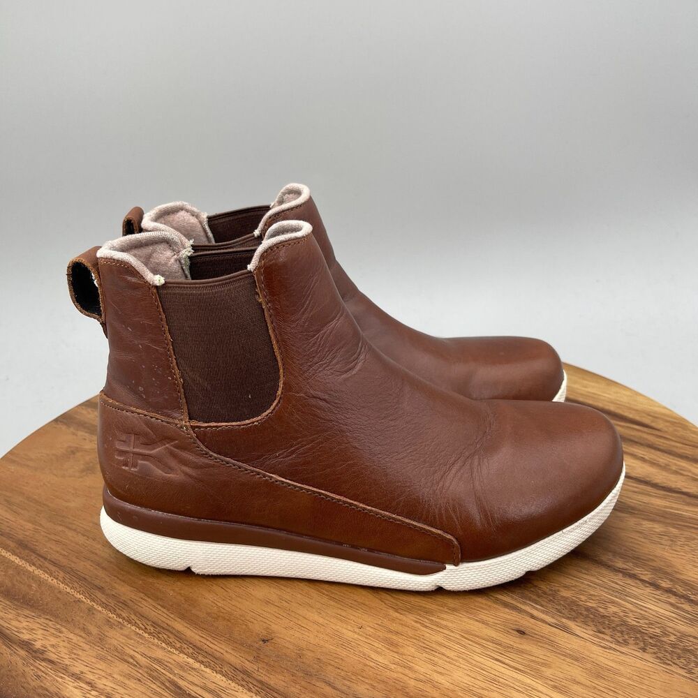 Kuru Luna Boots Womens 8.5 M Brown Leather Pull On Ankle Comfort Chelsea Neutral